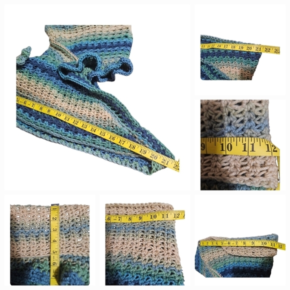 Hand Crafted Crochet Multicolored 10-way scarf winter hoodie handmade blue shawl - Picture 16 of 17